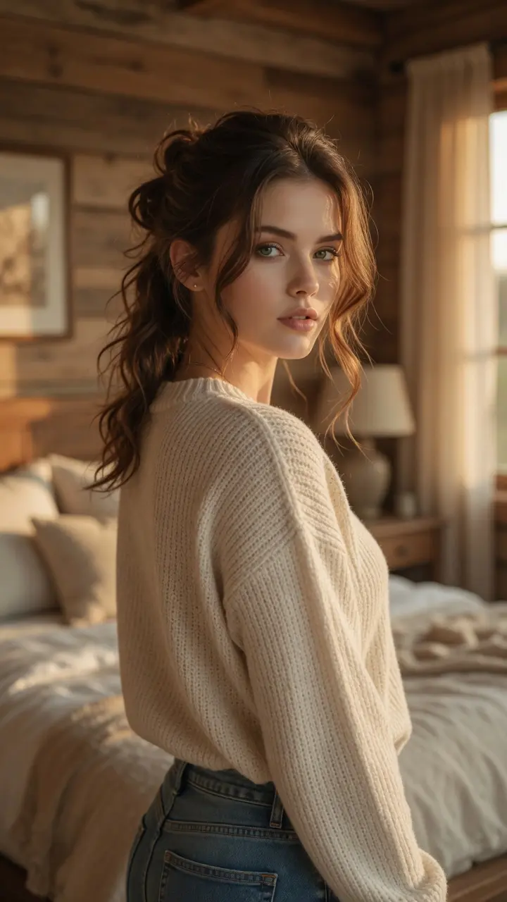Peyton undressed bedroom tease photo
