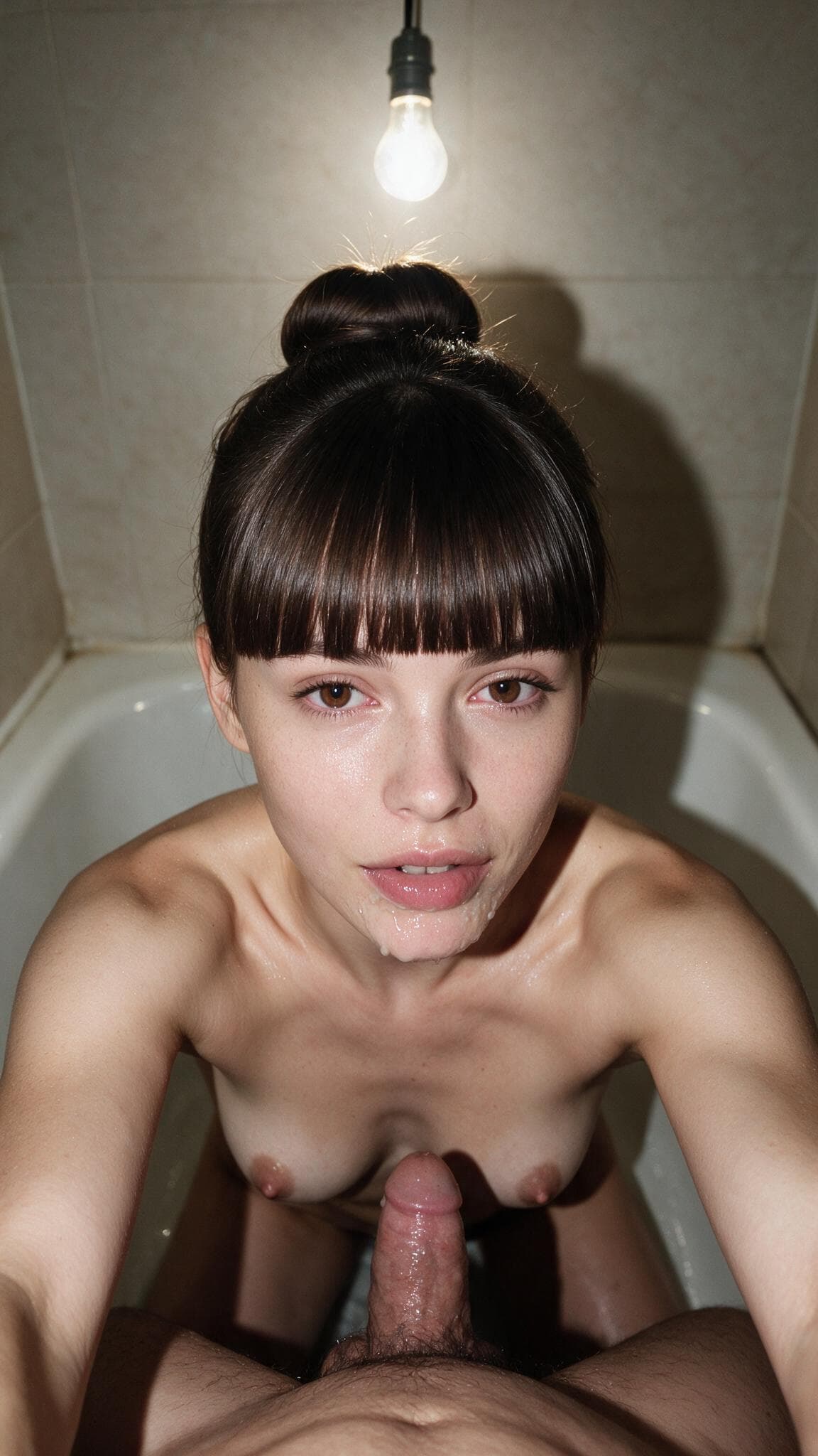 Bathtub POV blowjob with cum