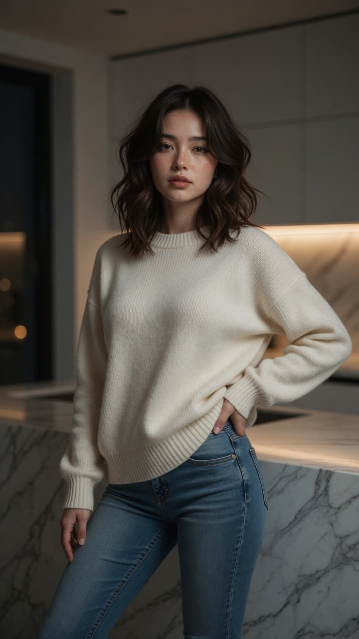 Kitchen sweater tease by Asian