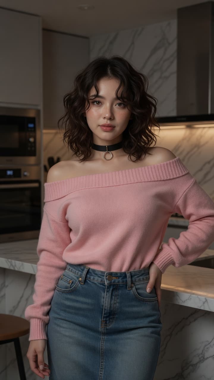 Young adult Asian in kitchen