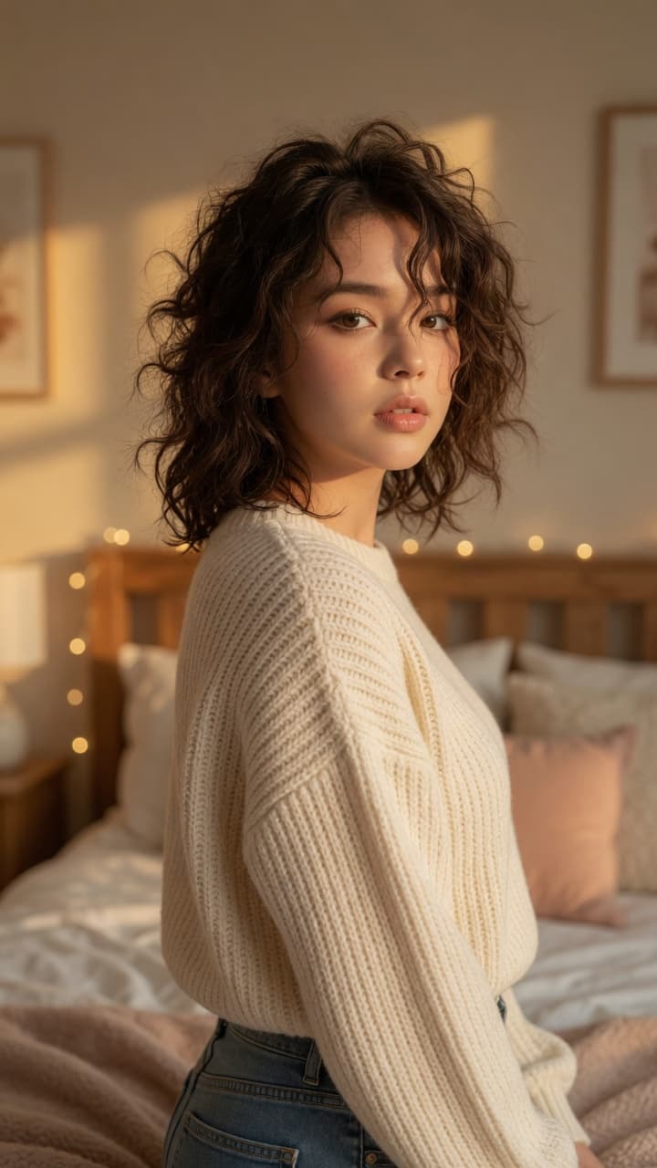 Over the shoulder bedroom glance
