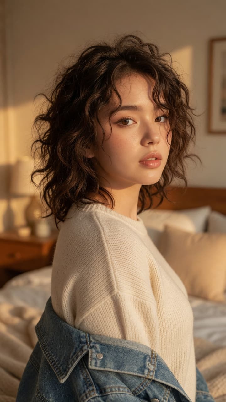 Over the shoulder bed glance