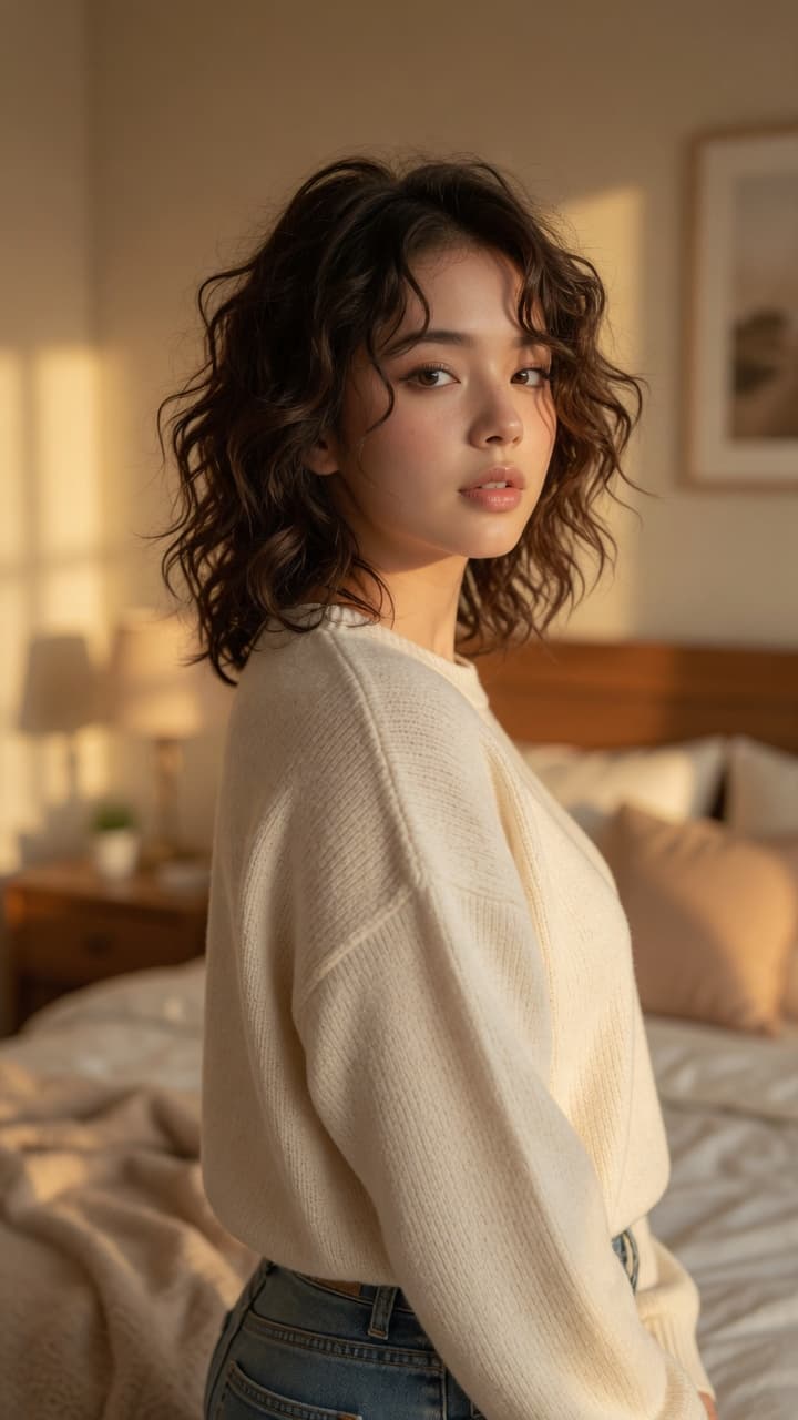 Over the shoulder bedroom glance back