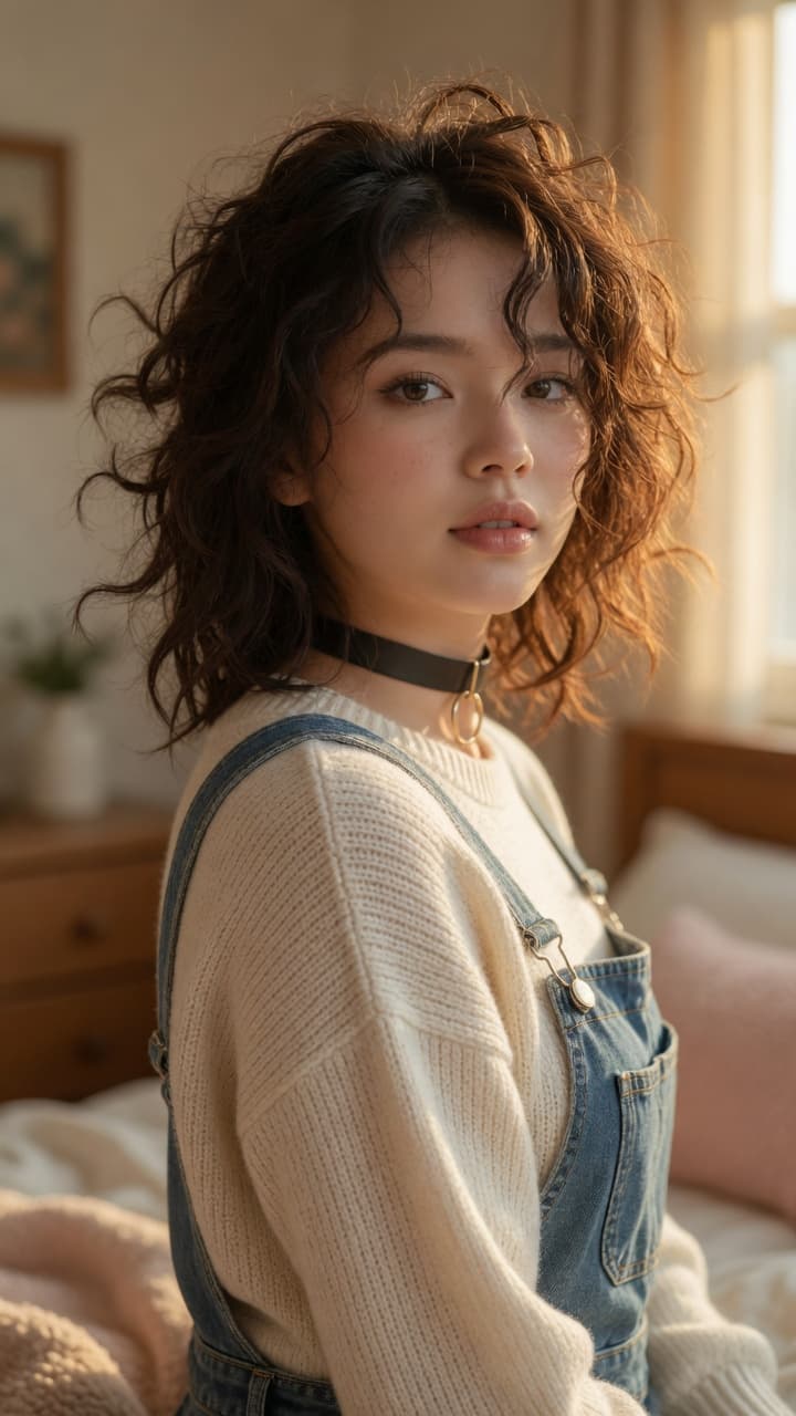 Over shoulder bedroom glance back