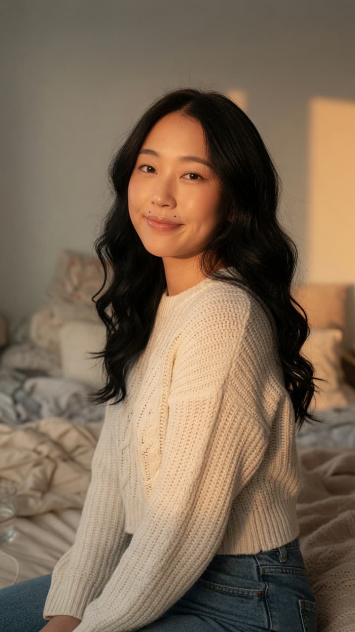 Young adult cozy bedroom glance