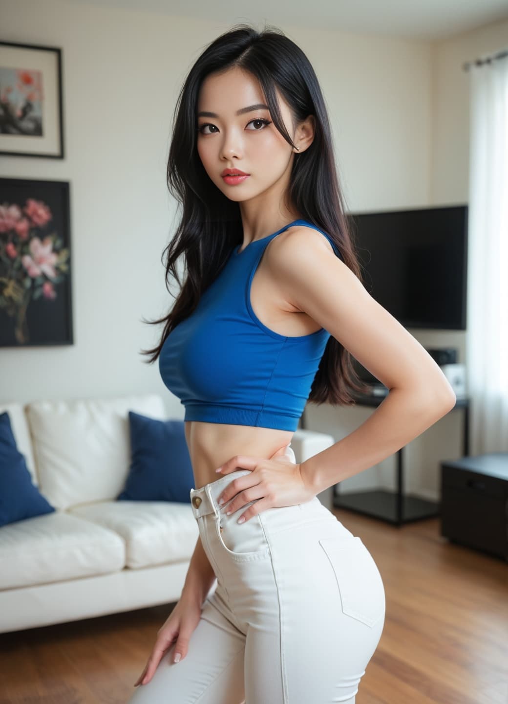 Over shoulder glance in crop top