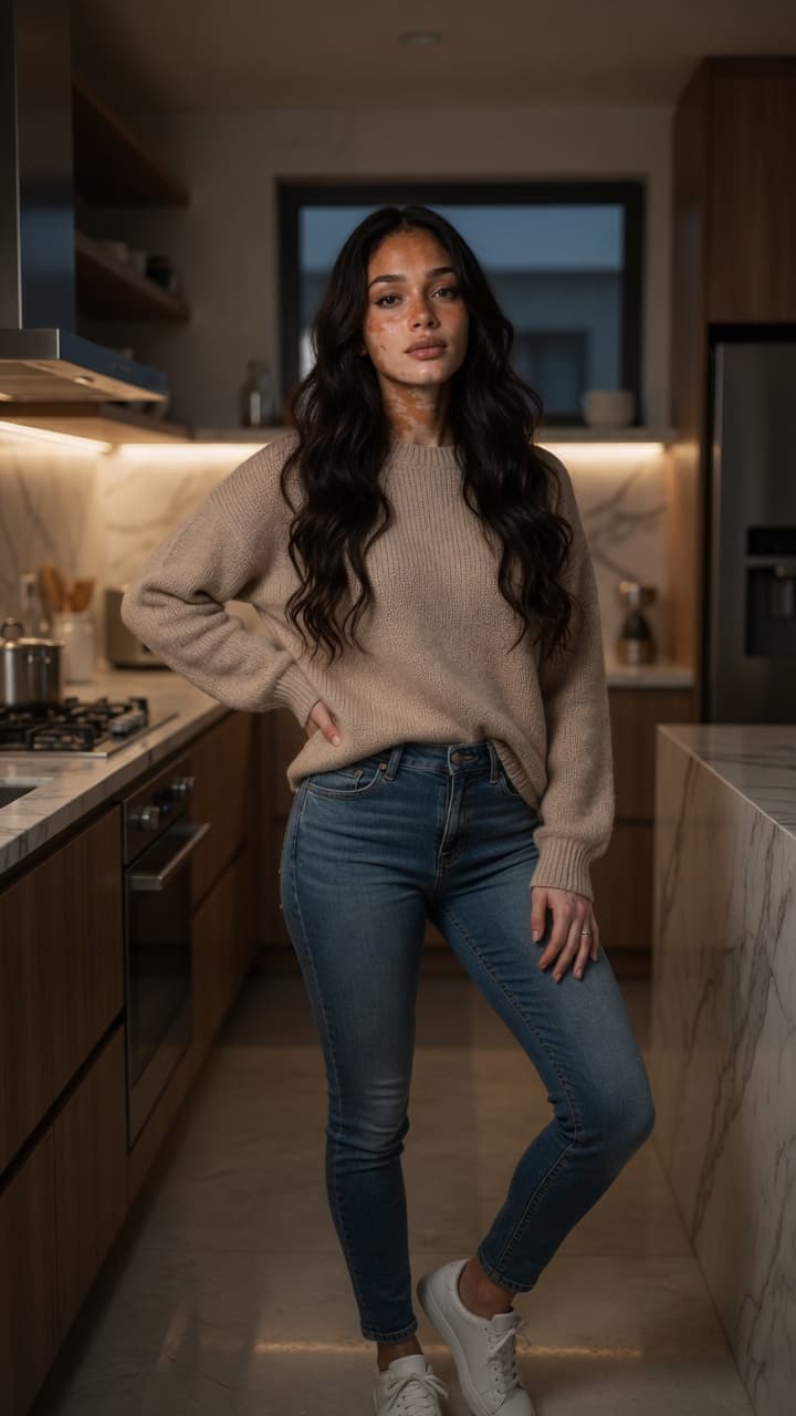 Fernanda golden hour balcony portrait