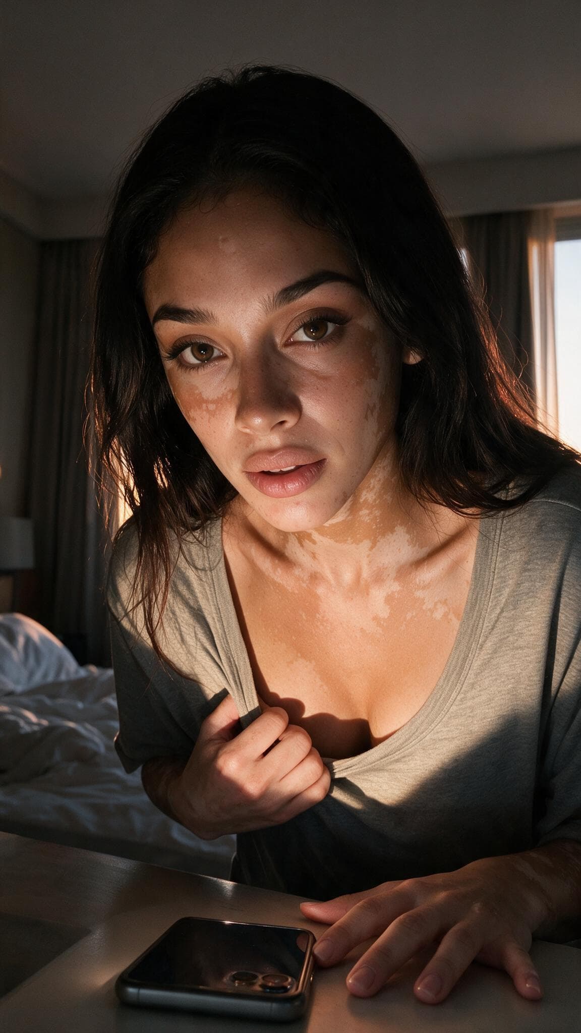 Young adult cleavage hotel dawn