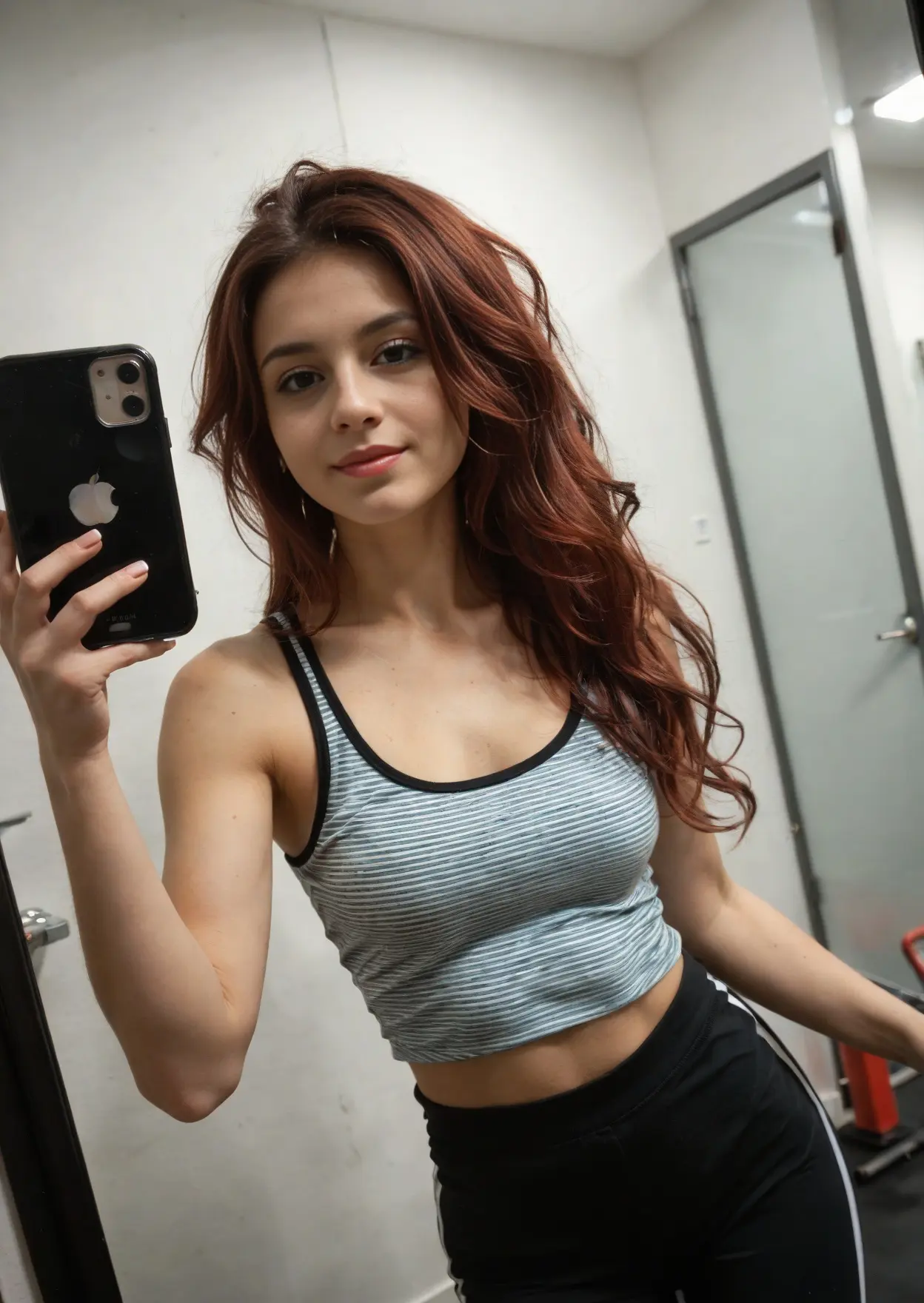 Gym mirror selfie in leggings