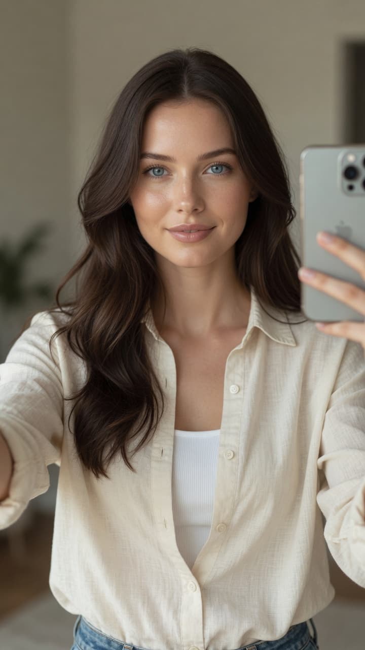Morgan wide-eyed flirty reaction selfie