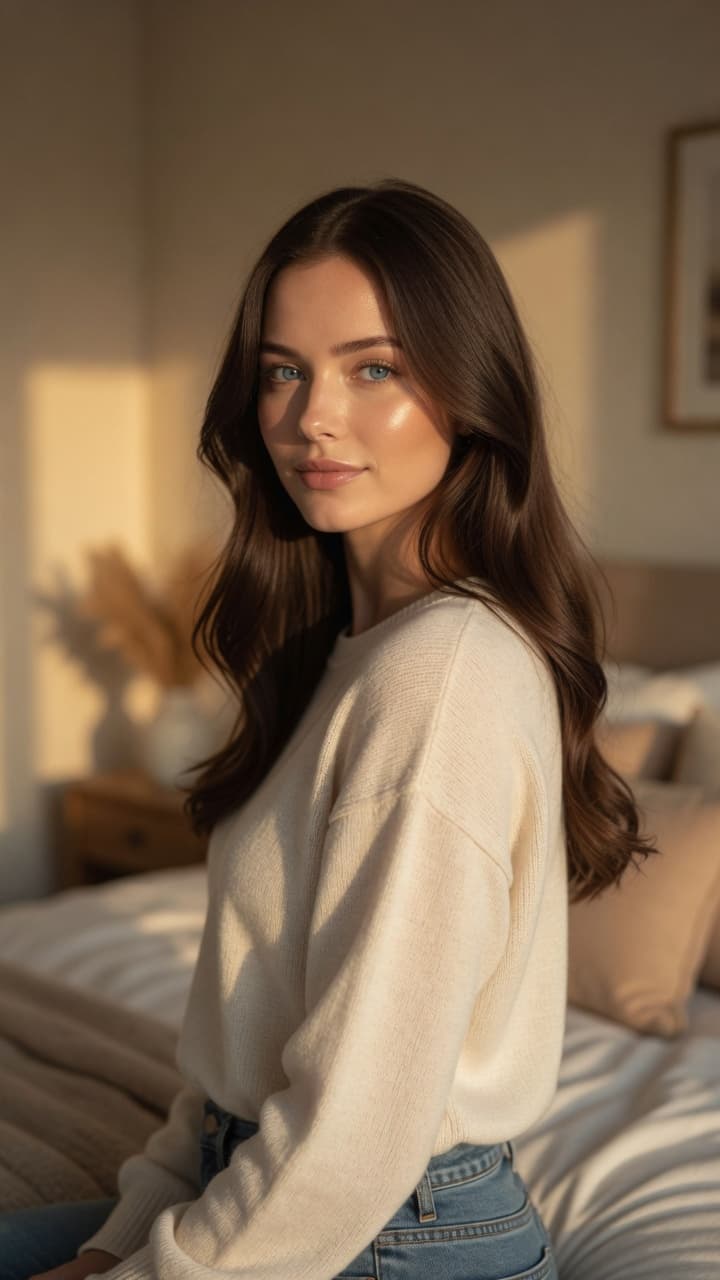 Cozy bedroom fully clothed glance