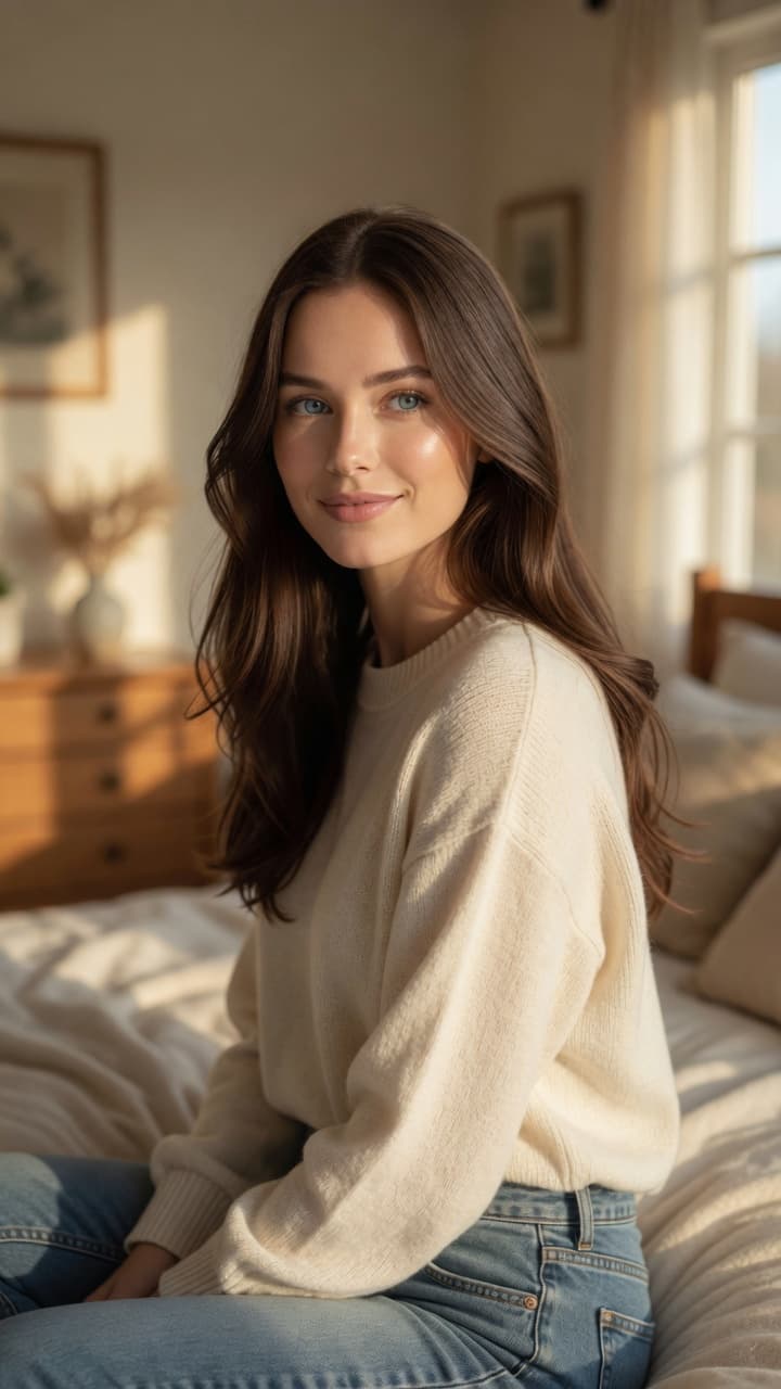 Morning light sweater selfie