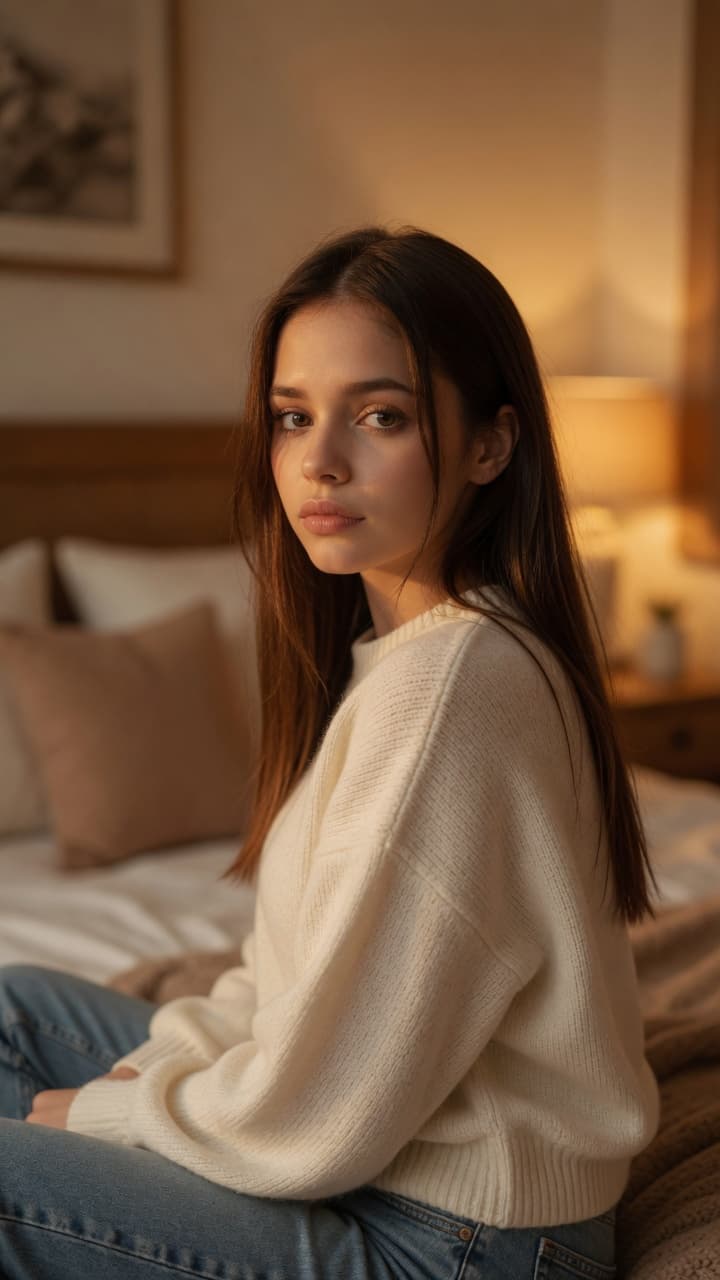 Cozy bedroom casual outfit lookback