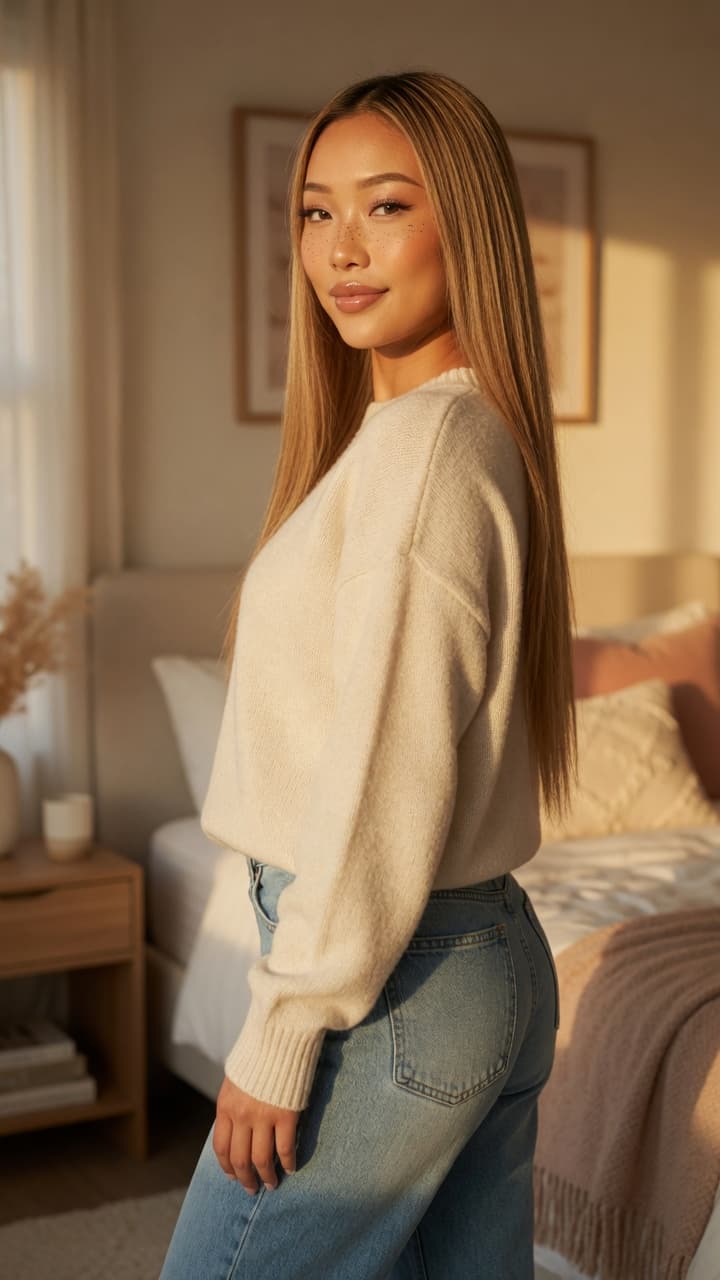 Young adult over-shoulder bedroom look