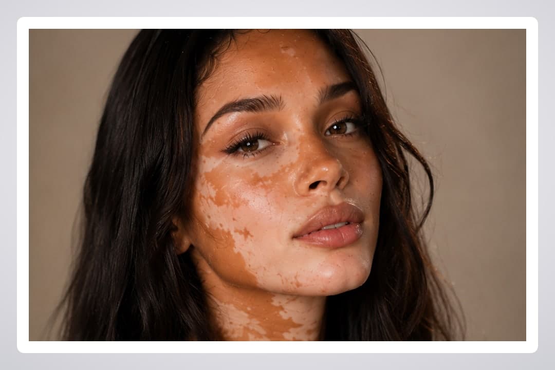 Close-up vitiligo face portrait