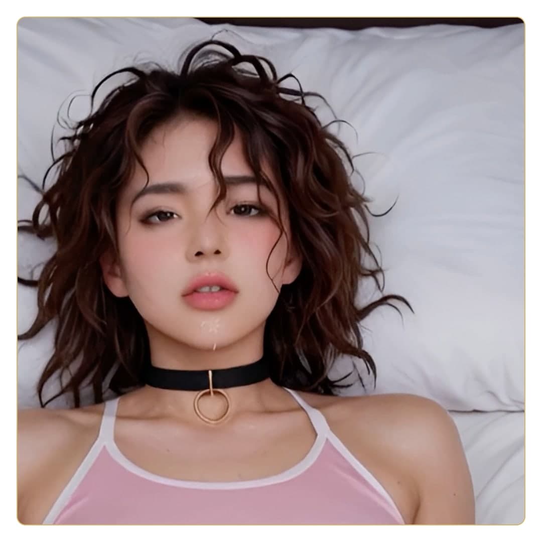 Slim Asian curves cum on chin