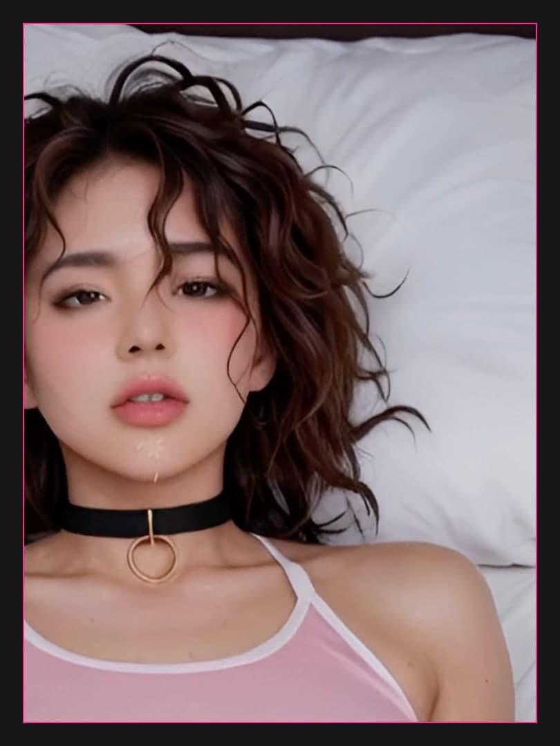 Brunette Asian cum on chin POV