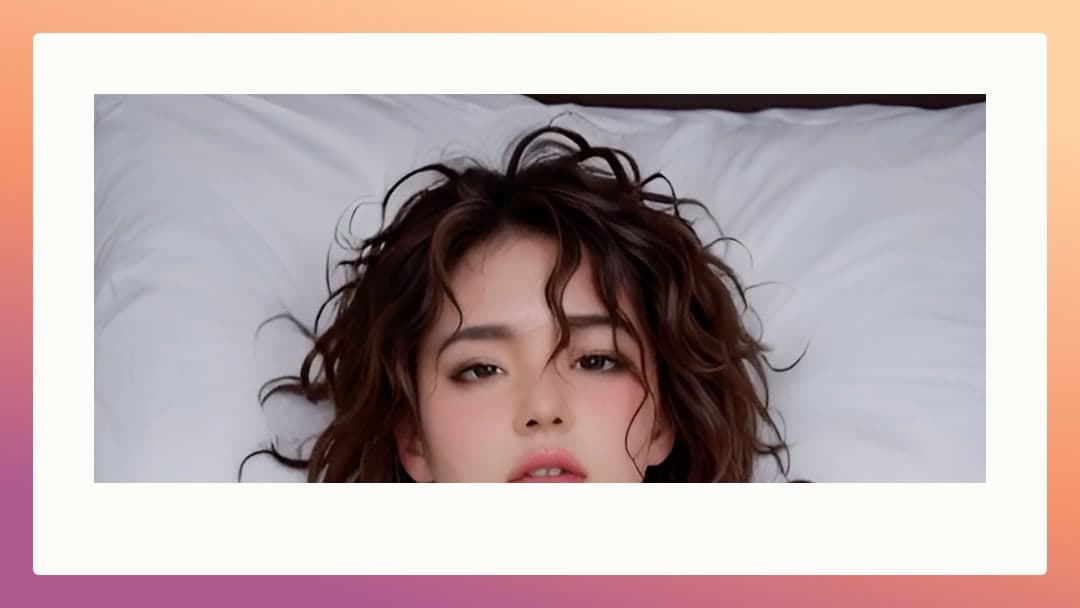 Topless POV close-up on white sheets