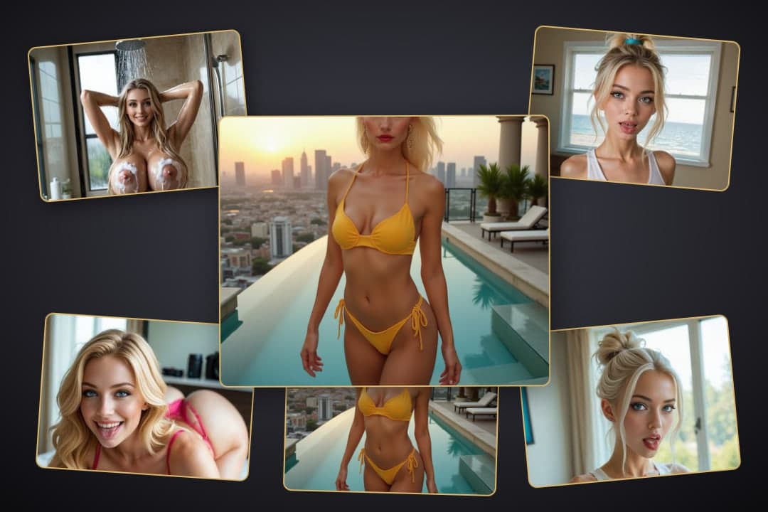 Young adult blonde rooftop sunset