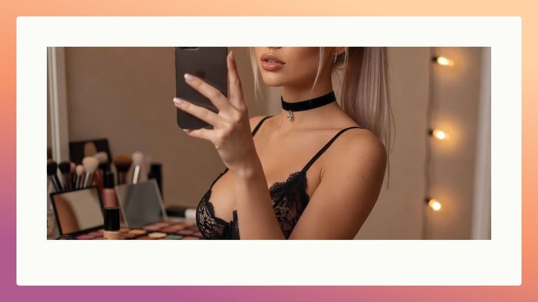 Platinum blonde big tits lace bra selfie