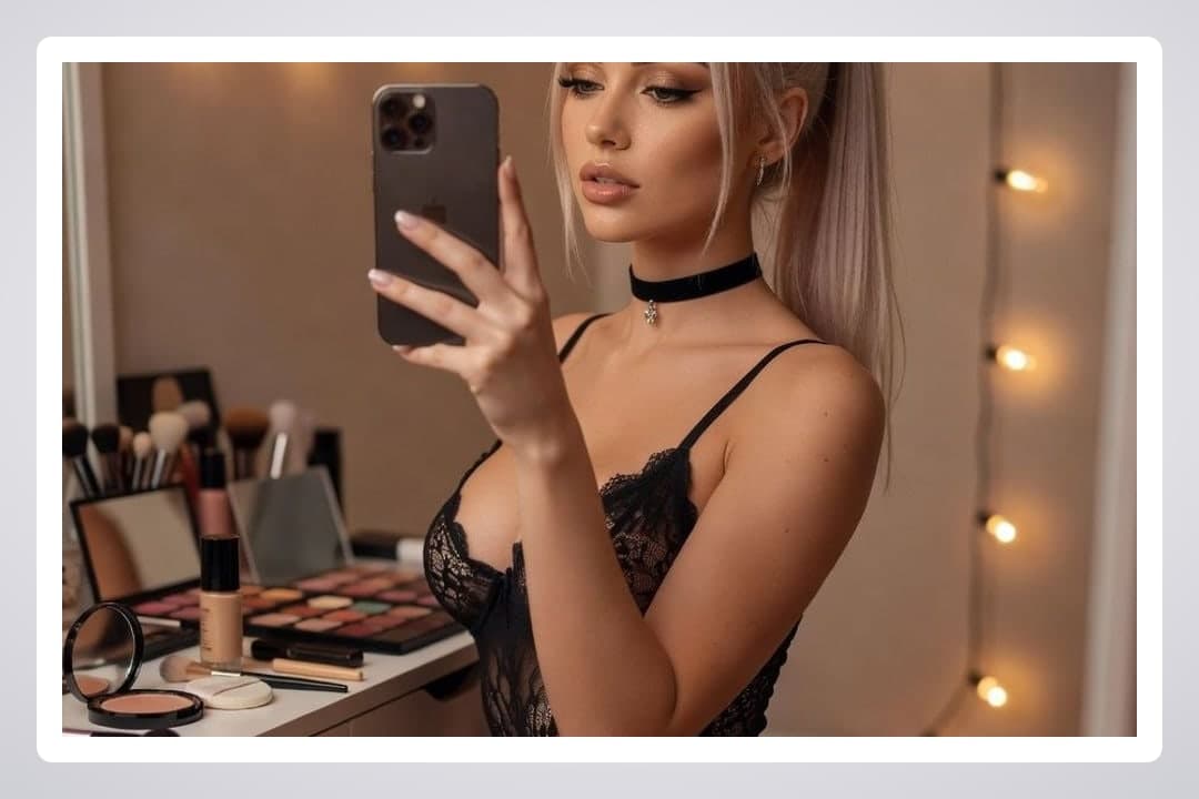 Platinum blonde vanity mirror selfie