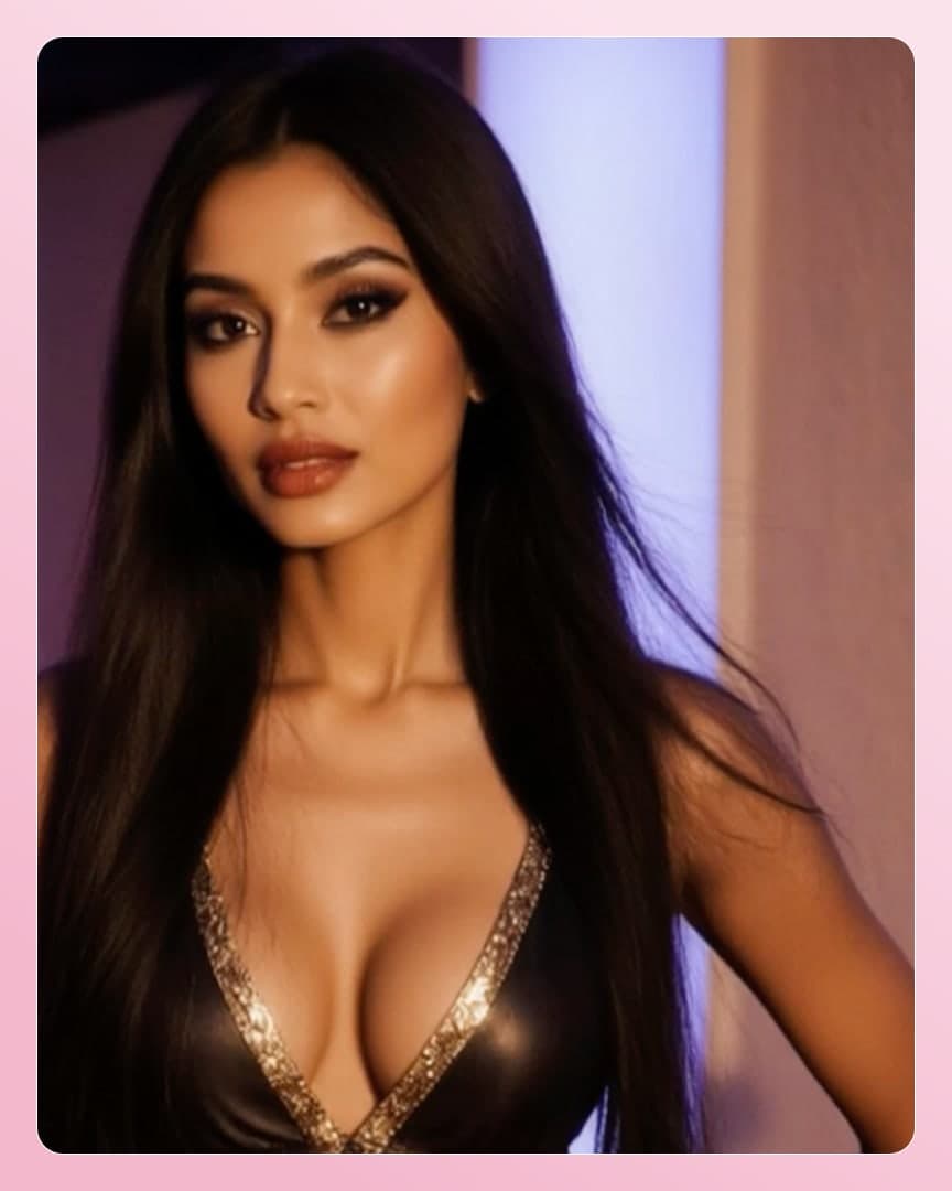 Raven haired latina cleavage close-up