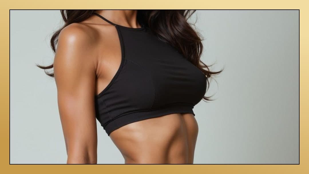 Curvy dancer in black sports bra