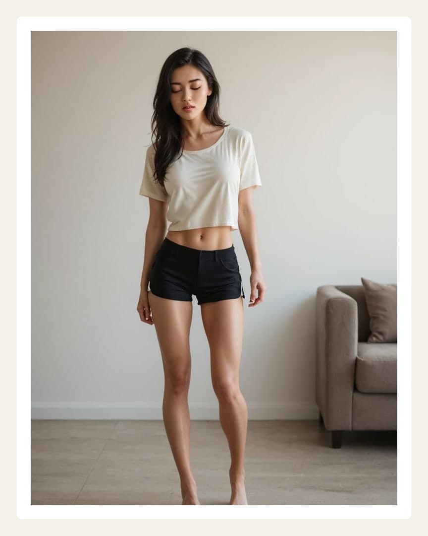 Slim Asian dancer in crop top