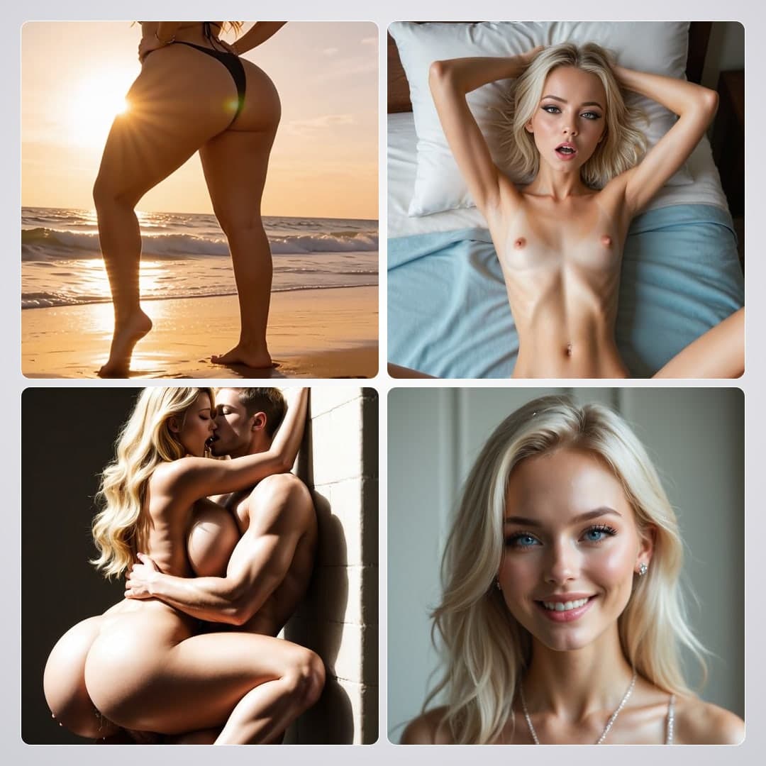 Blonde nude in wall sex embrace