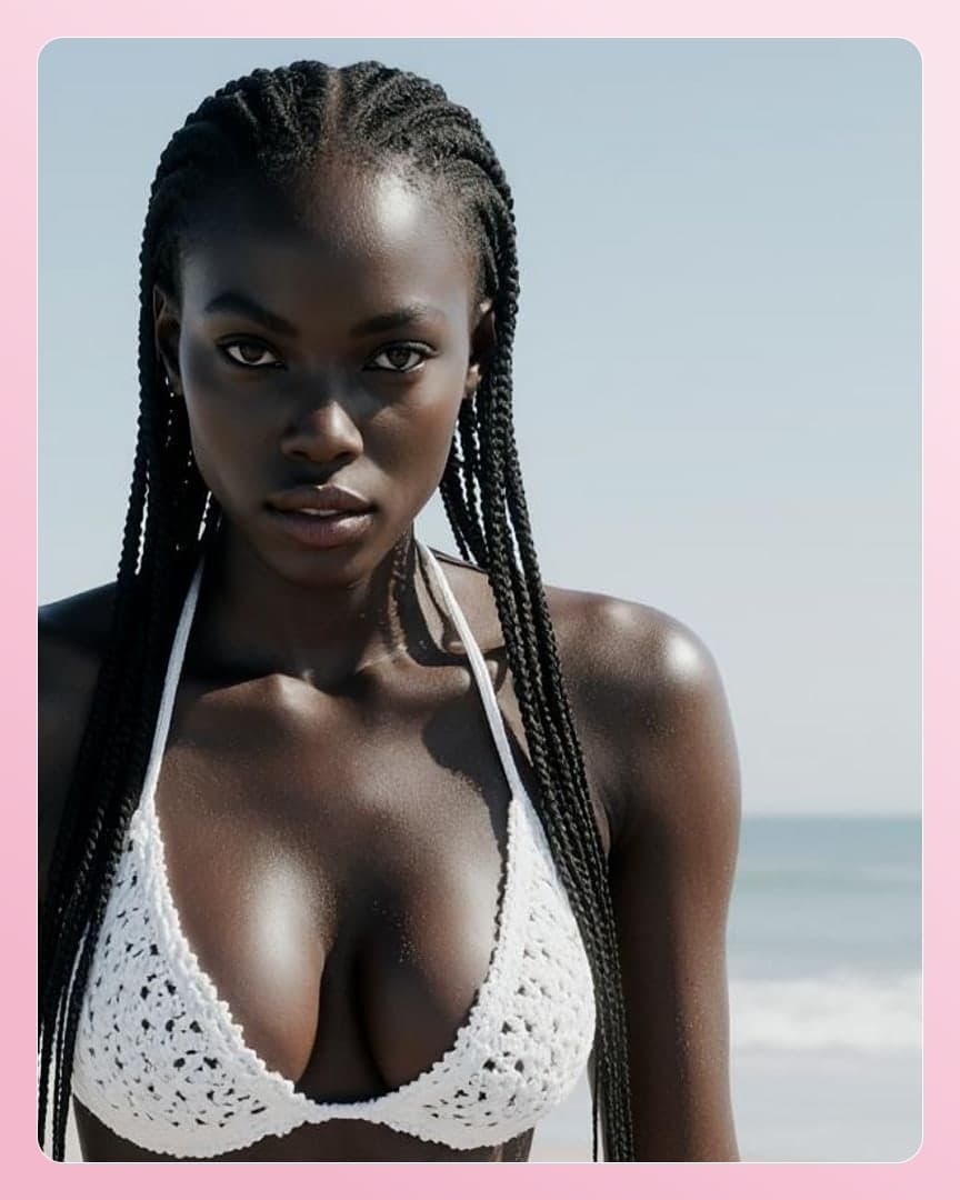 White crochet bikini beach portrait