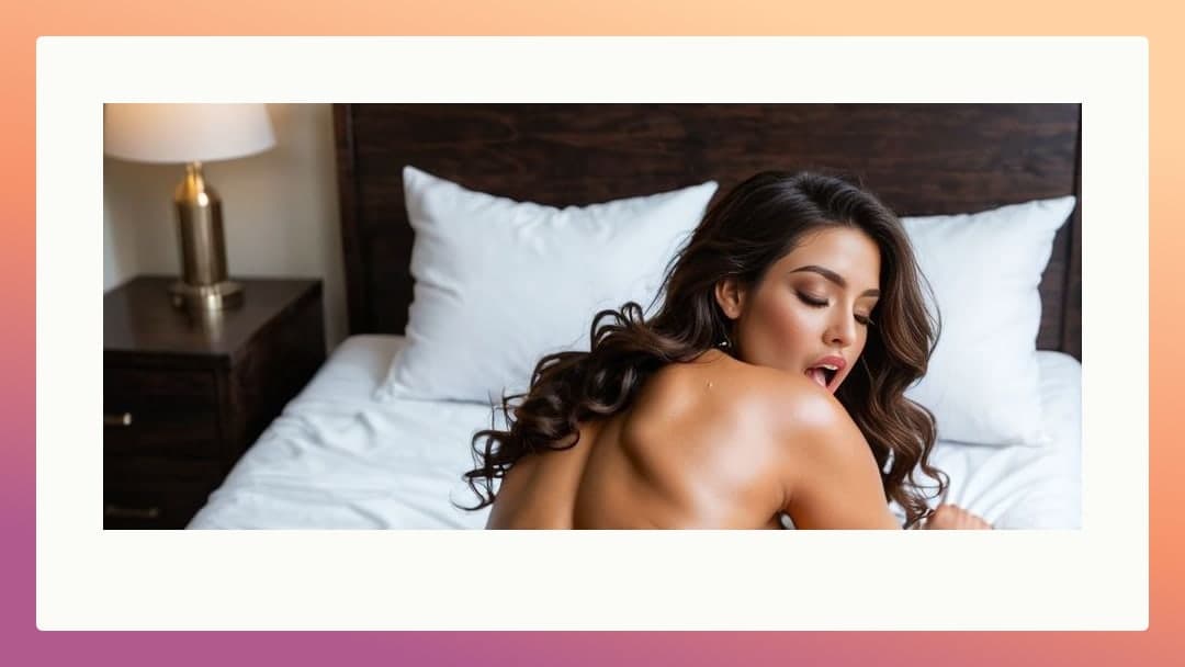 Curvy brunette topless on white sheets