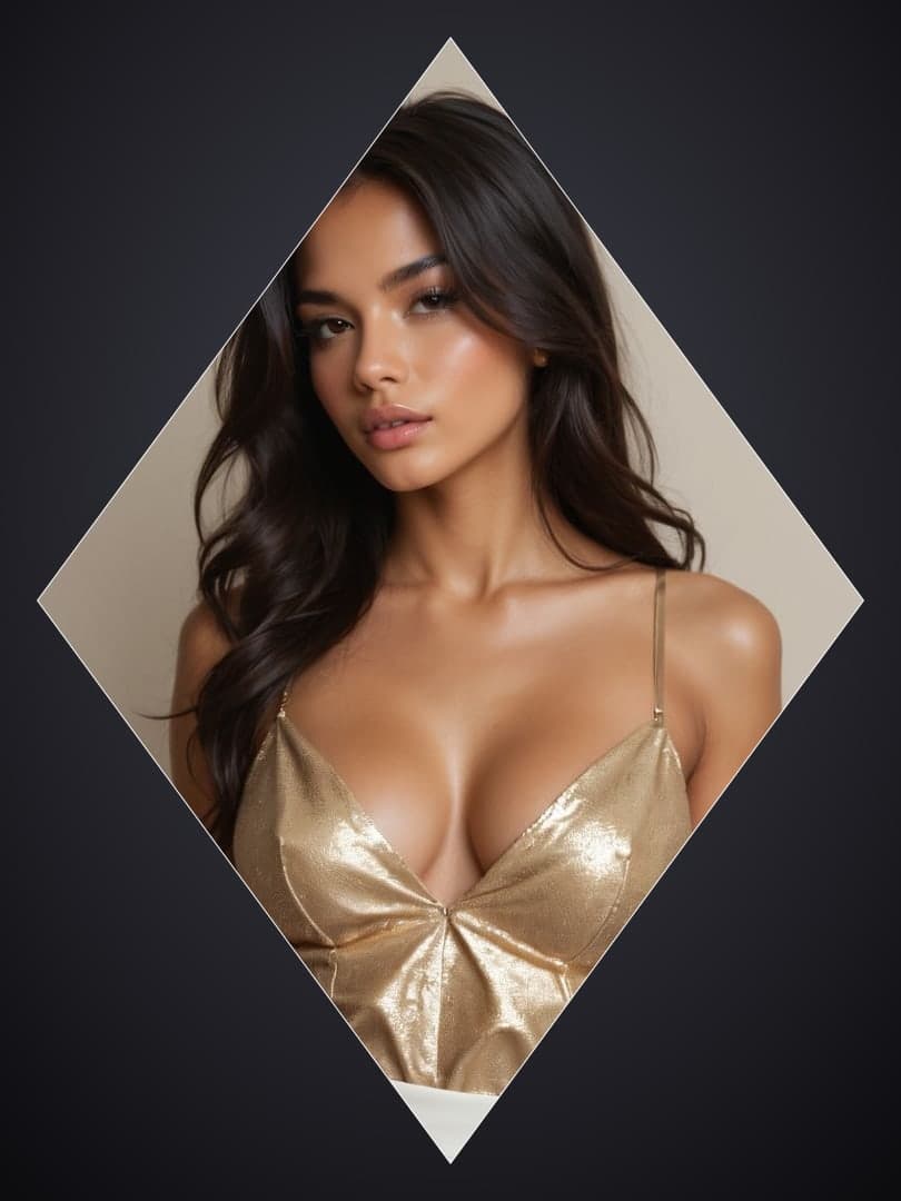 Young adult in gold metallic top