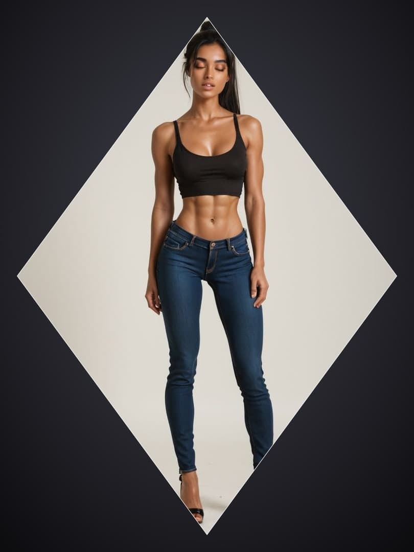 Athletic body in crop top and jeans