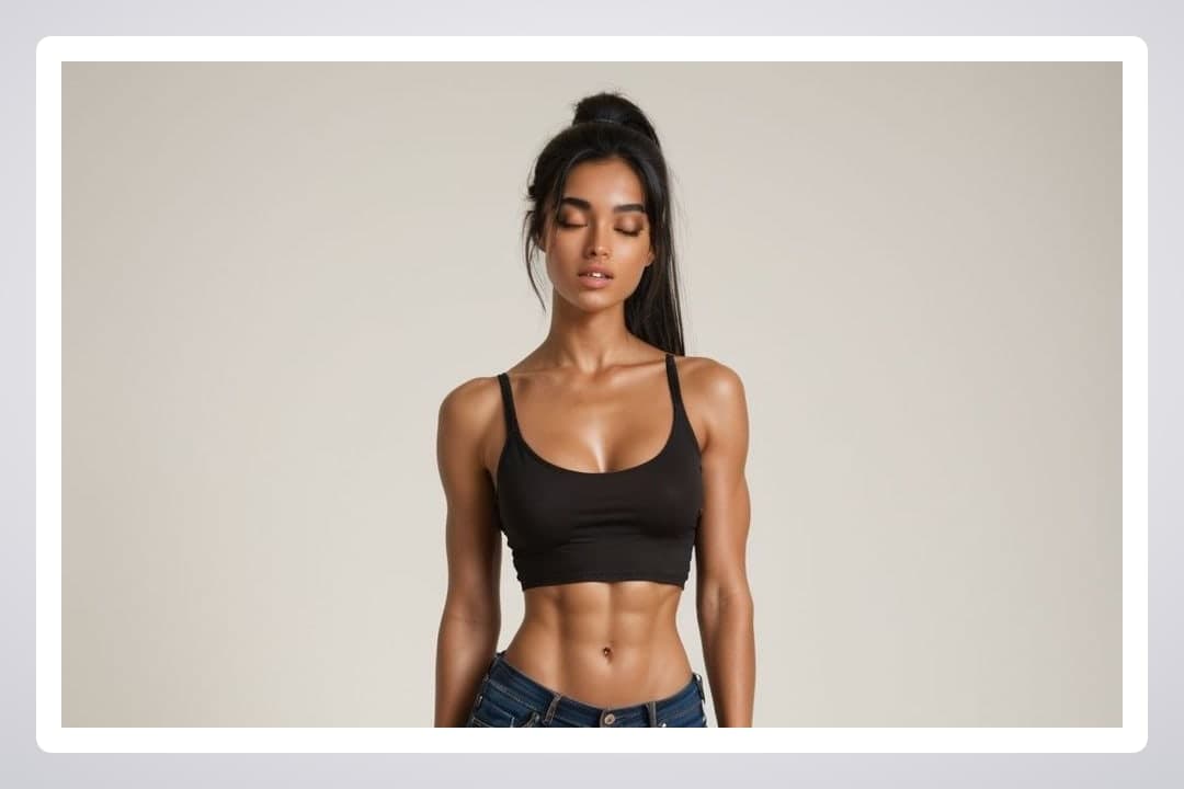 Studio waist-up crop top portrait