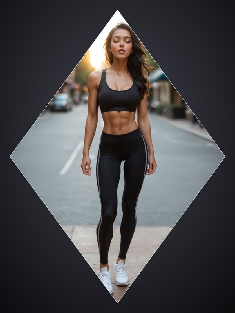 Athletic Asian sunset street portrait