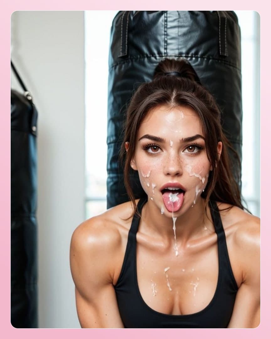 Gym facial close-up with tongue out
