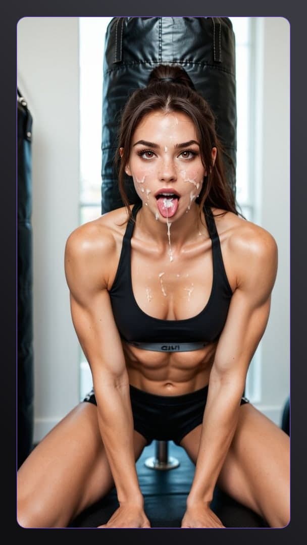 Kneeling gym facial on tongue