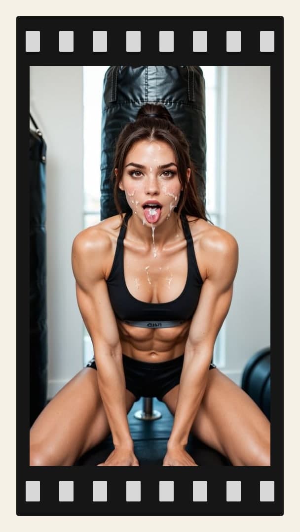 Athletic body covered in thick cum