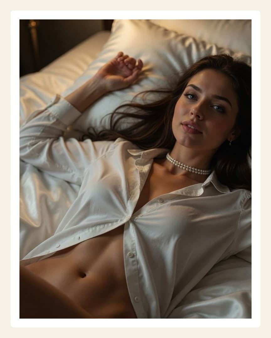 Curvy brunette in open shirt