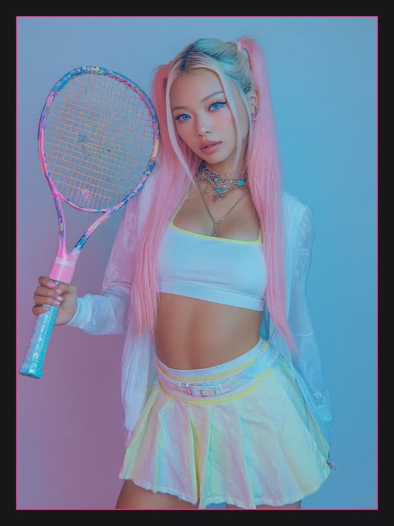 Neon studio full body tennis look
