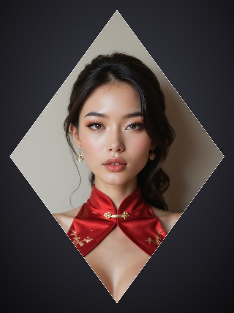 Big natural tits in red satin
