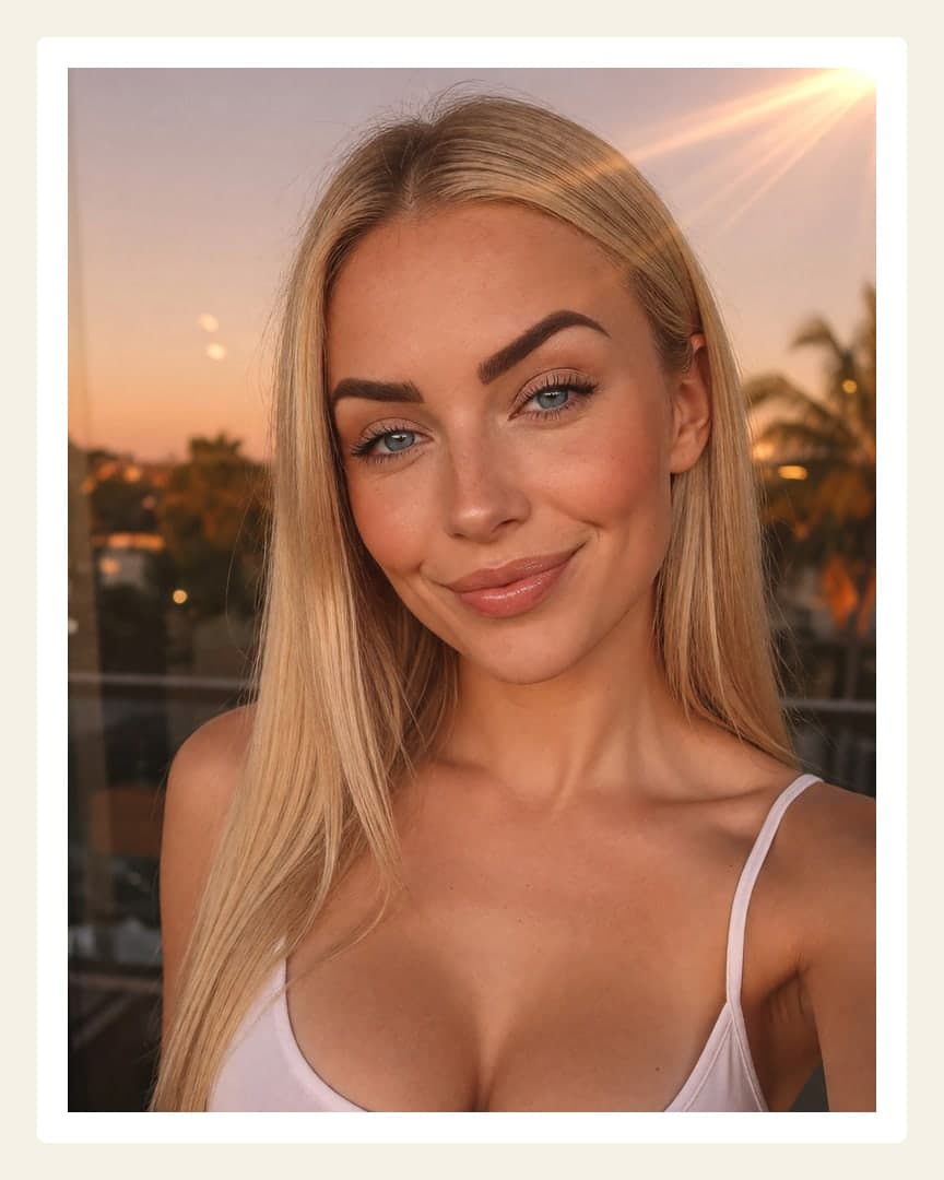 Golden hour selfie blonde cleavage