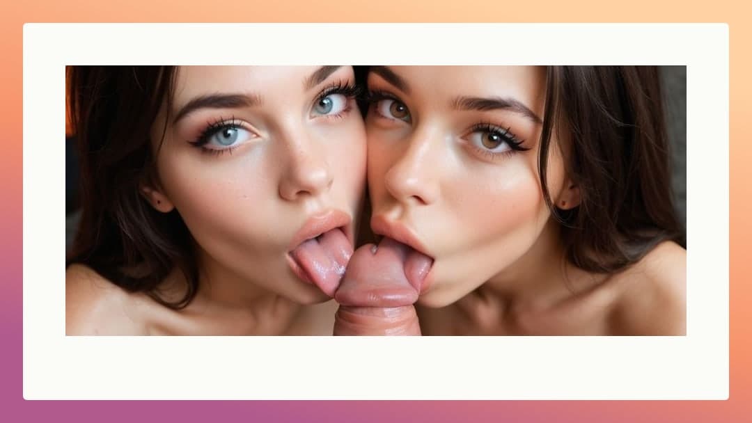 POV double tongue licking cock