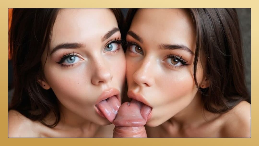Long wavy hair brunettes share cock
