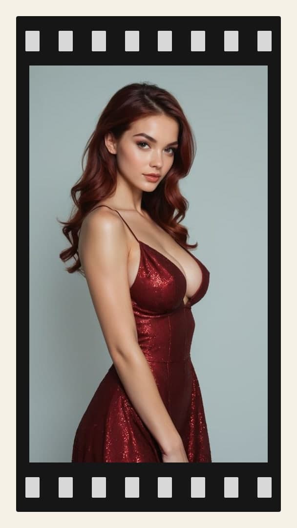 Redhead in red sequin dress