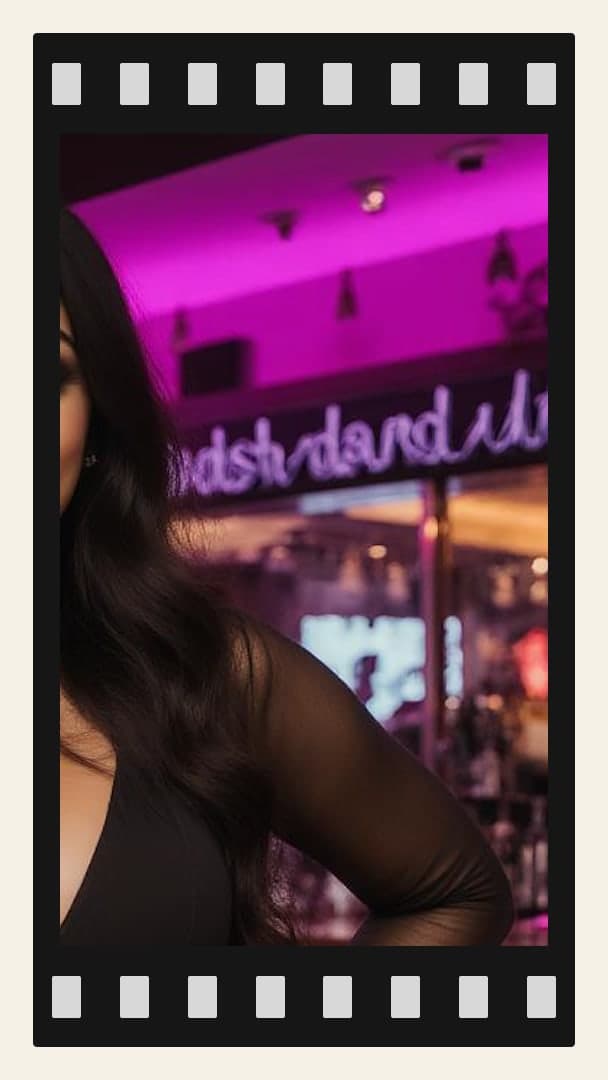Raven waves in neon bar glow