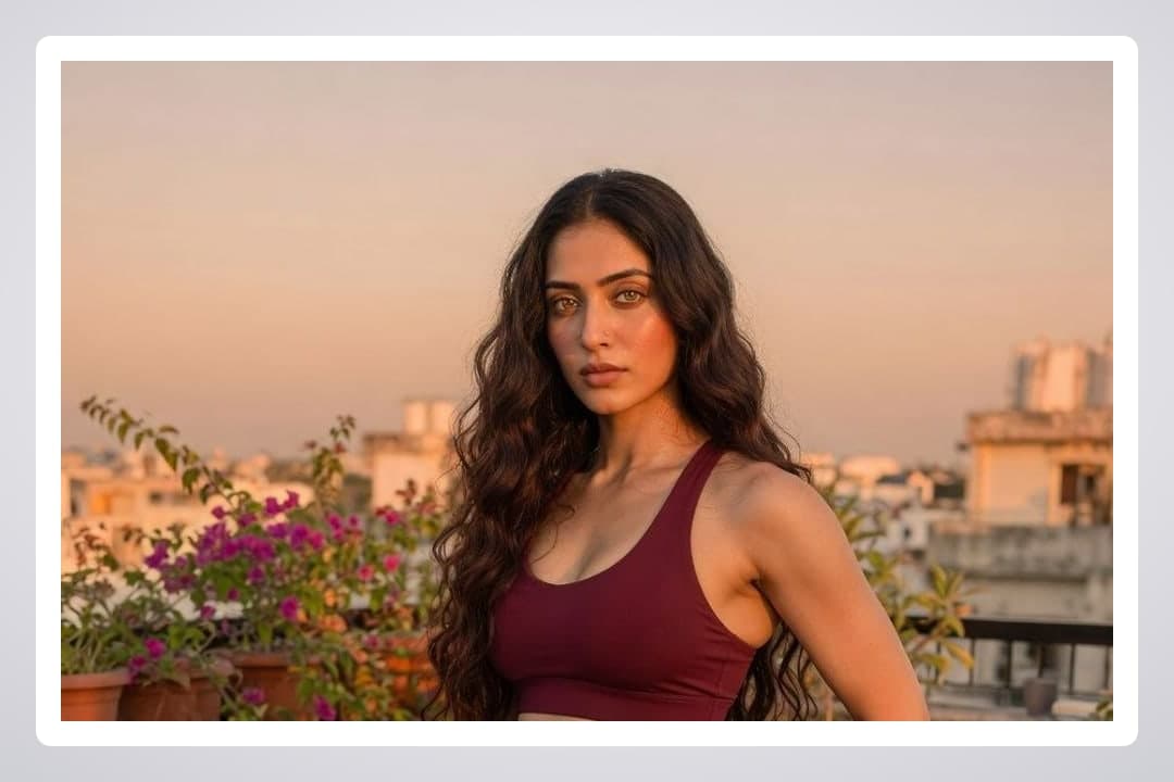 Young Indian model rooftop portrait