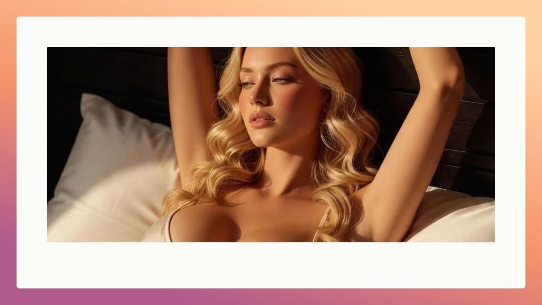 Blonde on back in morning bed