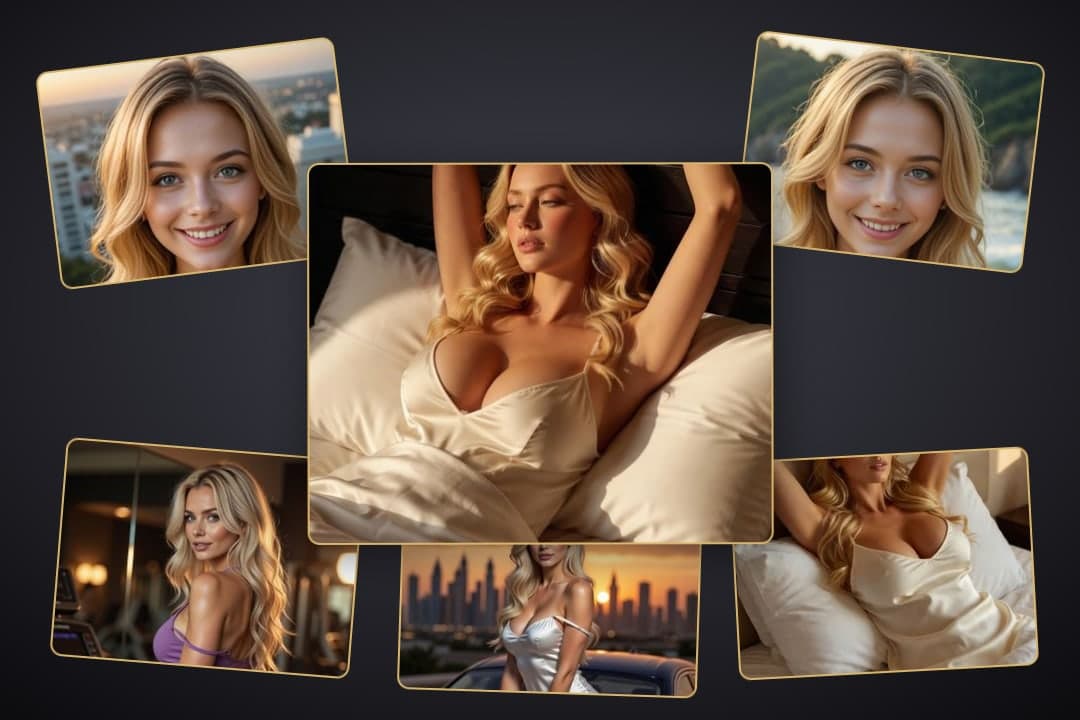 Blonde in satin slip on bed