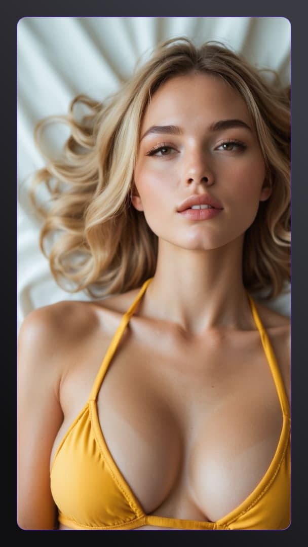Big natural tits in yellow bikini